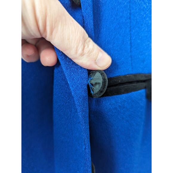 Vtg Jessica Howard Coat Dress Womens 10 Petite Blue Black Velvet Cobalt Office - Picture 6 of 6